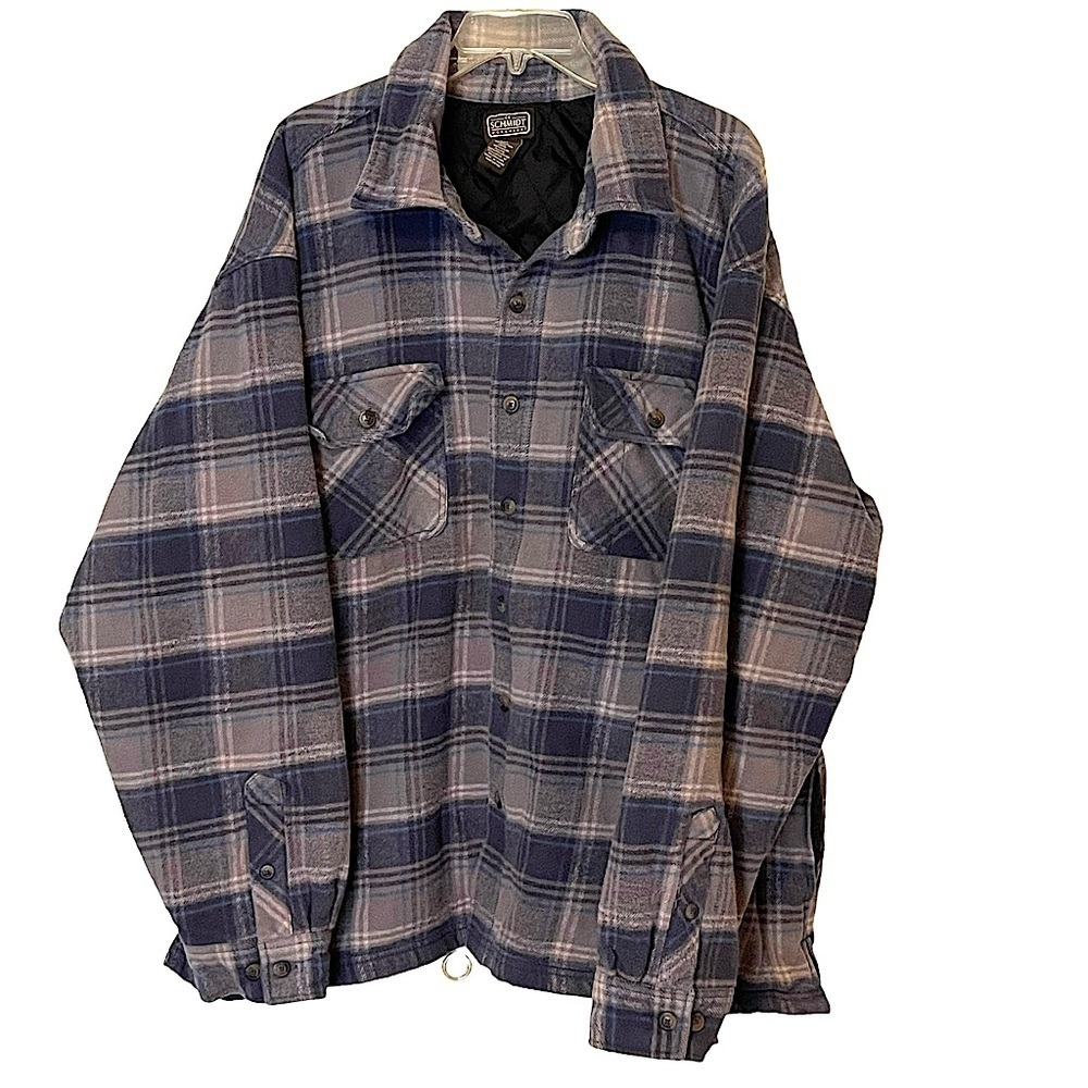 Schmidt Workwear Tones of Gray and Blue Plaid Lined Work or Casual Jacket Sz 3X